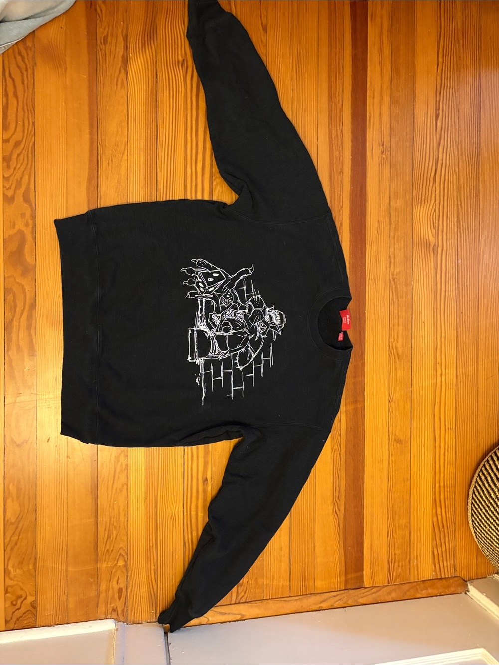 Supreme Black Crewneck Sweatshirt with Red Label